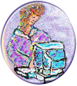 Drawing of girl at computer